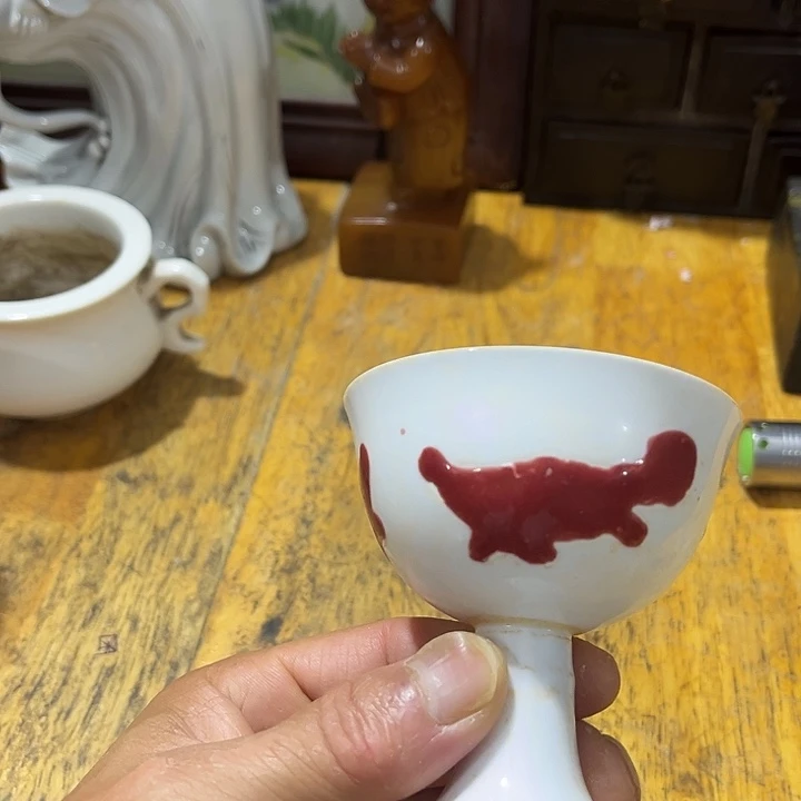 一***世其他白瓷釉里红高足杯