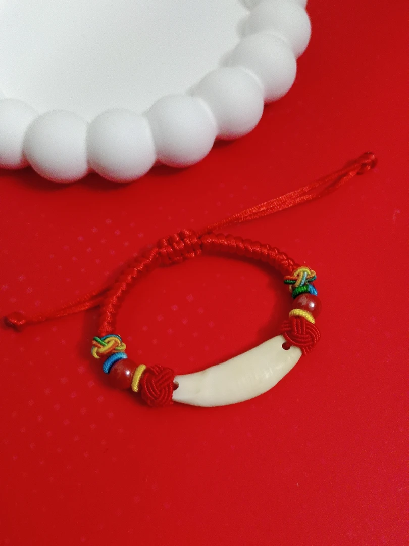 【儿童手链脚链】黑狗牙婴儿宝宝防惊吓儿童红手绳平安男女饰品