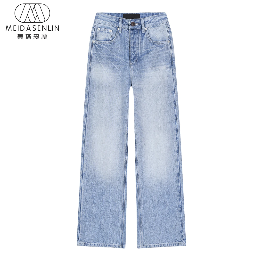 2025杨shu林【闪电裤】重工系列无弹直筒裤牛仔裤女16223