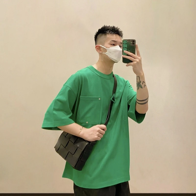 BV TRACK口袋小众潮牌美式设计感夏季宽松男士情侣短袖T恤ins