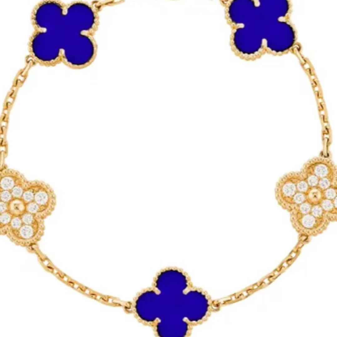 合金手链 高v4.0青金间钻五花手链气质轻奢经典