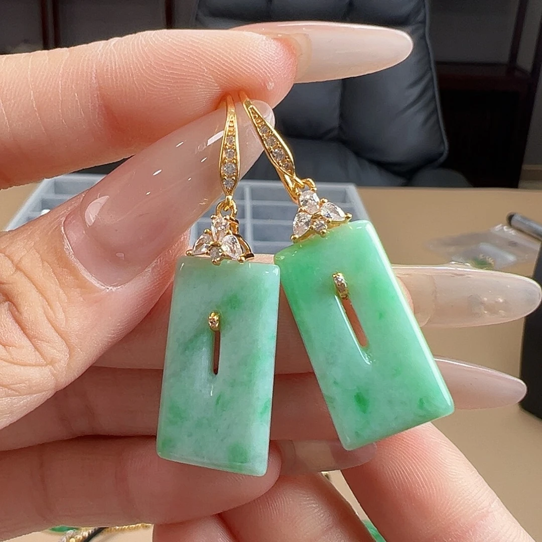 银S925镶嵌翡翠耳饰耳饰60