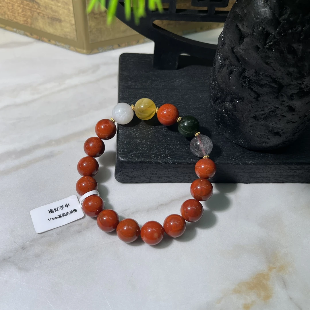 南红手串 五路财神款单圈 11mm+ 多样性发一