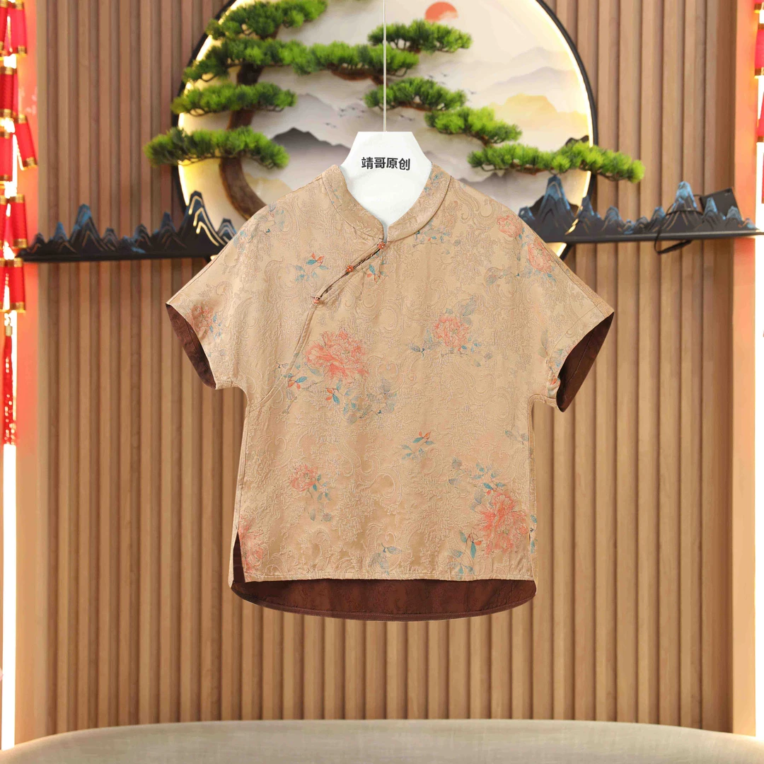 4338时尚长款上衣夏季薄款唐装重工复古长袖中国风双层默认厚度