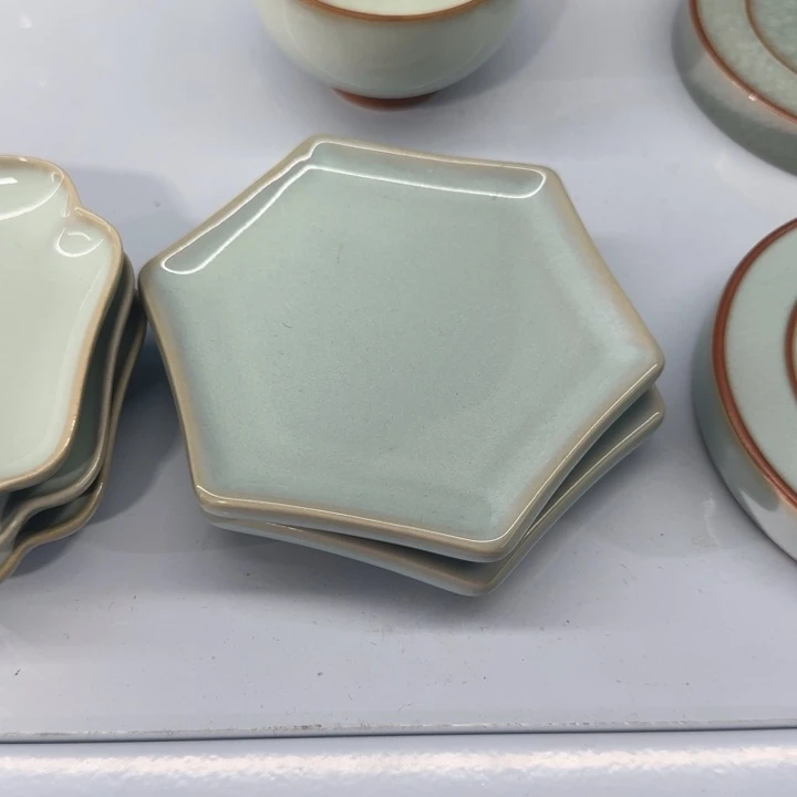 微瑕天青六方福利杯垫