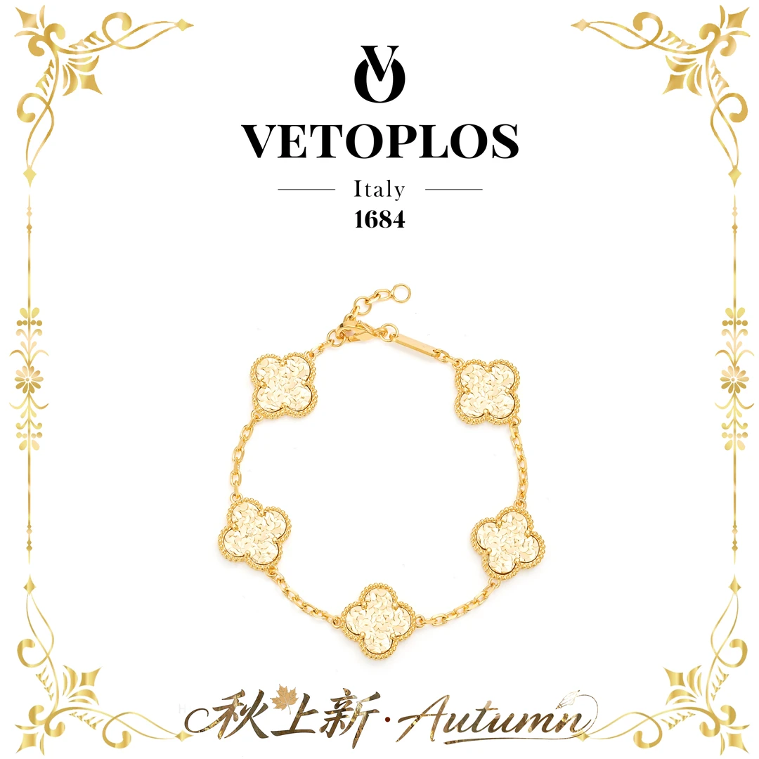 【繁花送锦】vetoplos秋冬款经典金色四叶花手链F0393