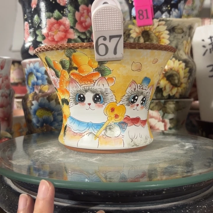 景德镇手绘花盆满38包邮偏远地区除外
