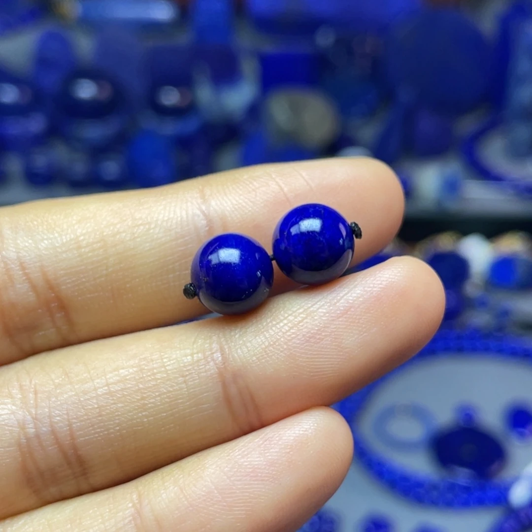 青金石未镶嵌8mm对珠配饰