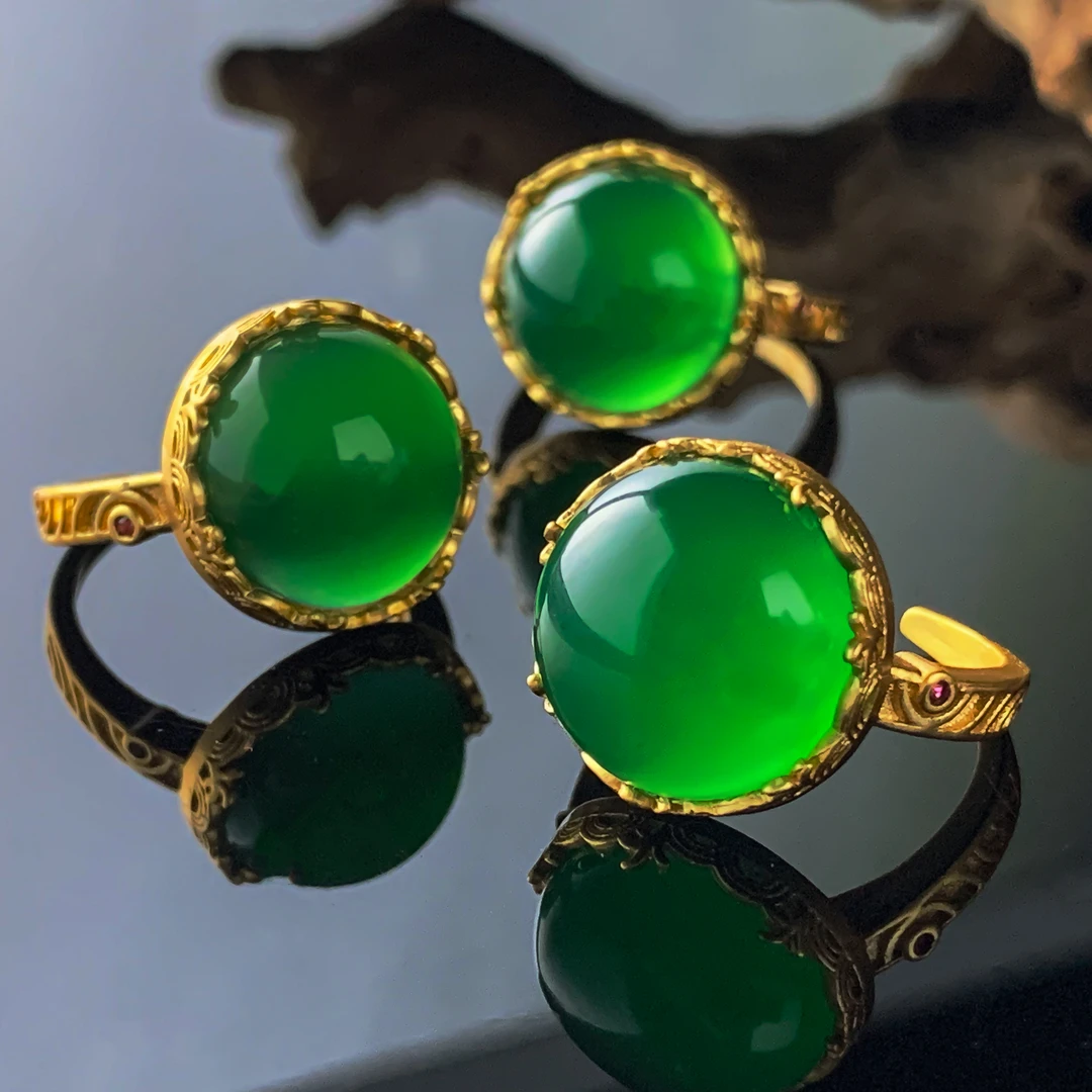 面面来财珠宝ST8115-金宝绿玛瑙绿戒指-活口-多样性发其一