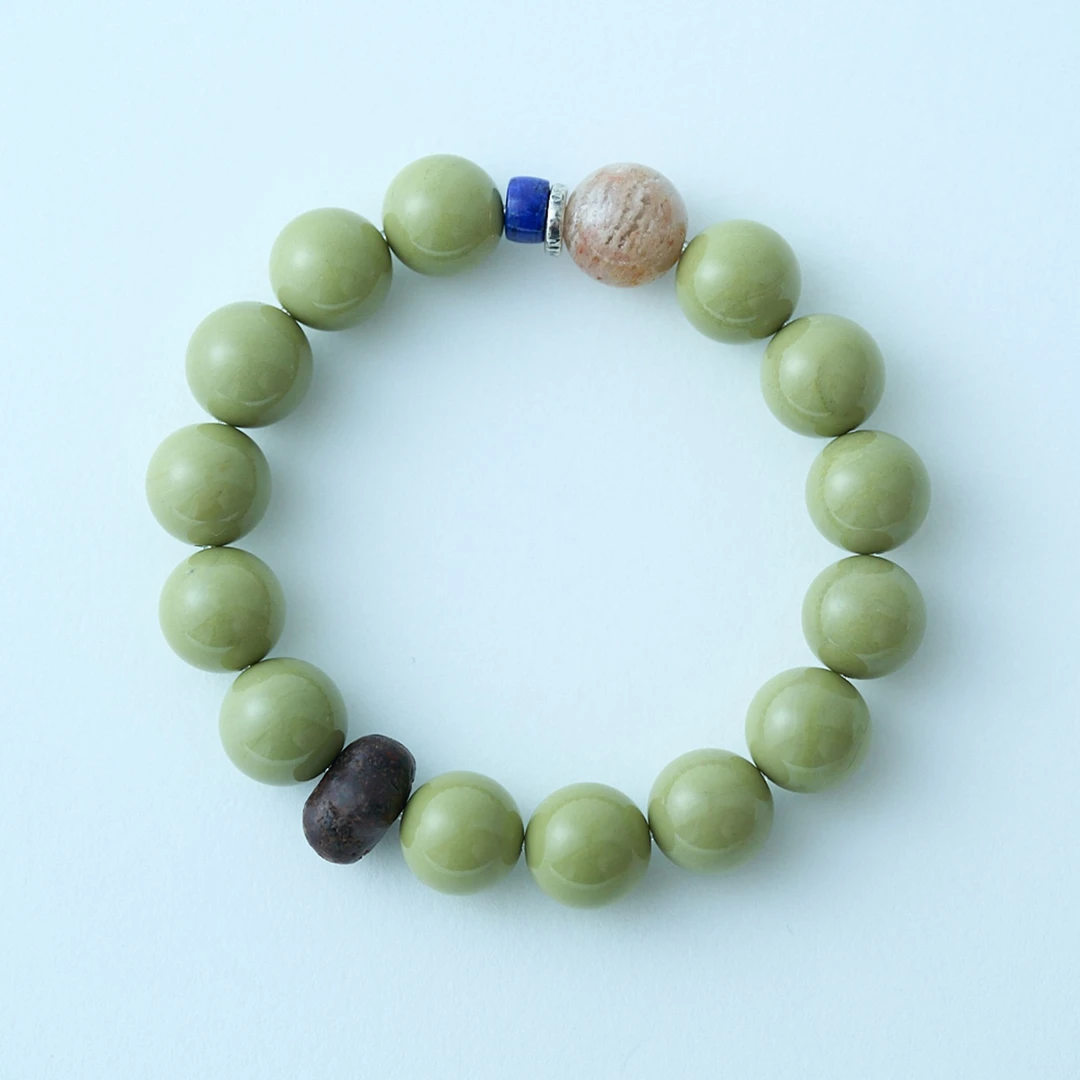 925银手链 【山巾子·牛油果】串珠手链手串S925银隔片