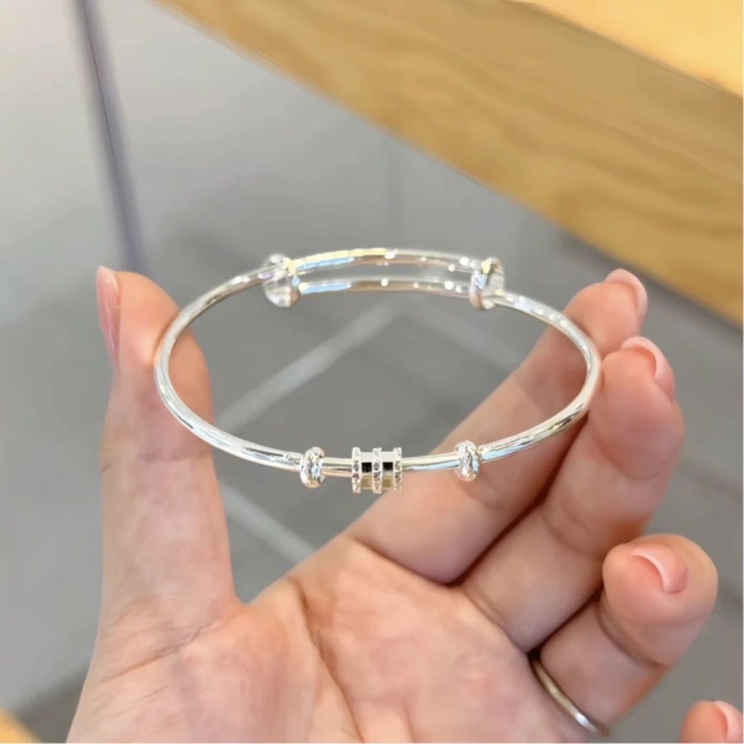 足银手镯 足银手镯 21号 小蛮腰推拉实心足银手镯