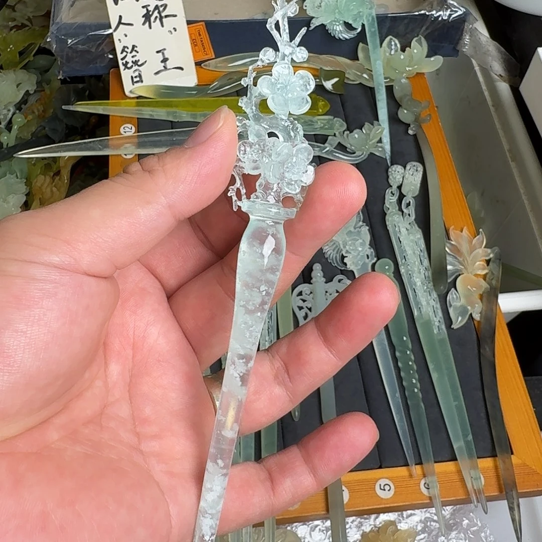 龙***丶蛇纹石玉未镶嵌发饰