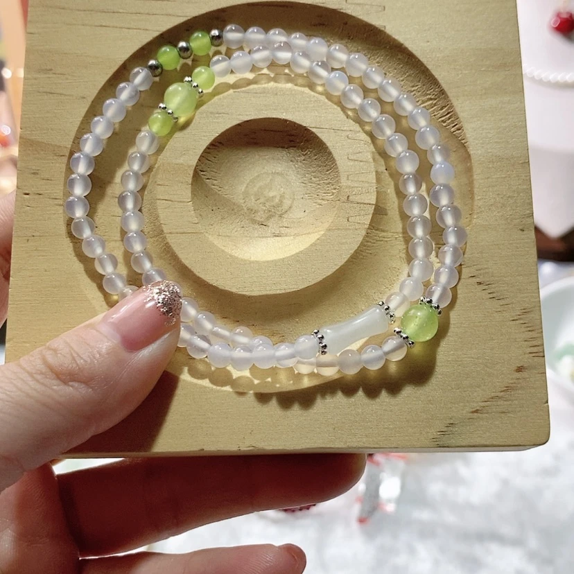 【闪购商品】玛瑙/玉髓手链合金双圈玛瑙手串