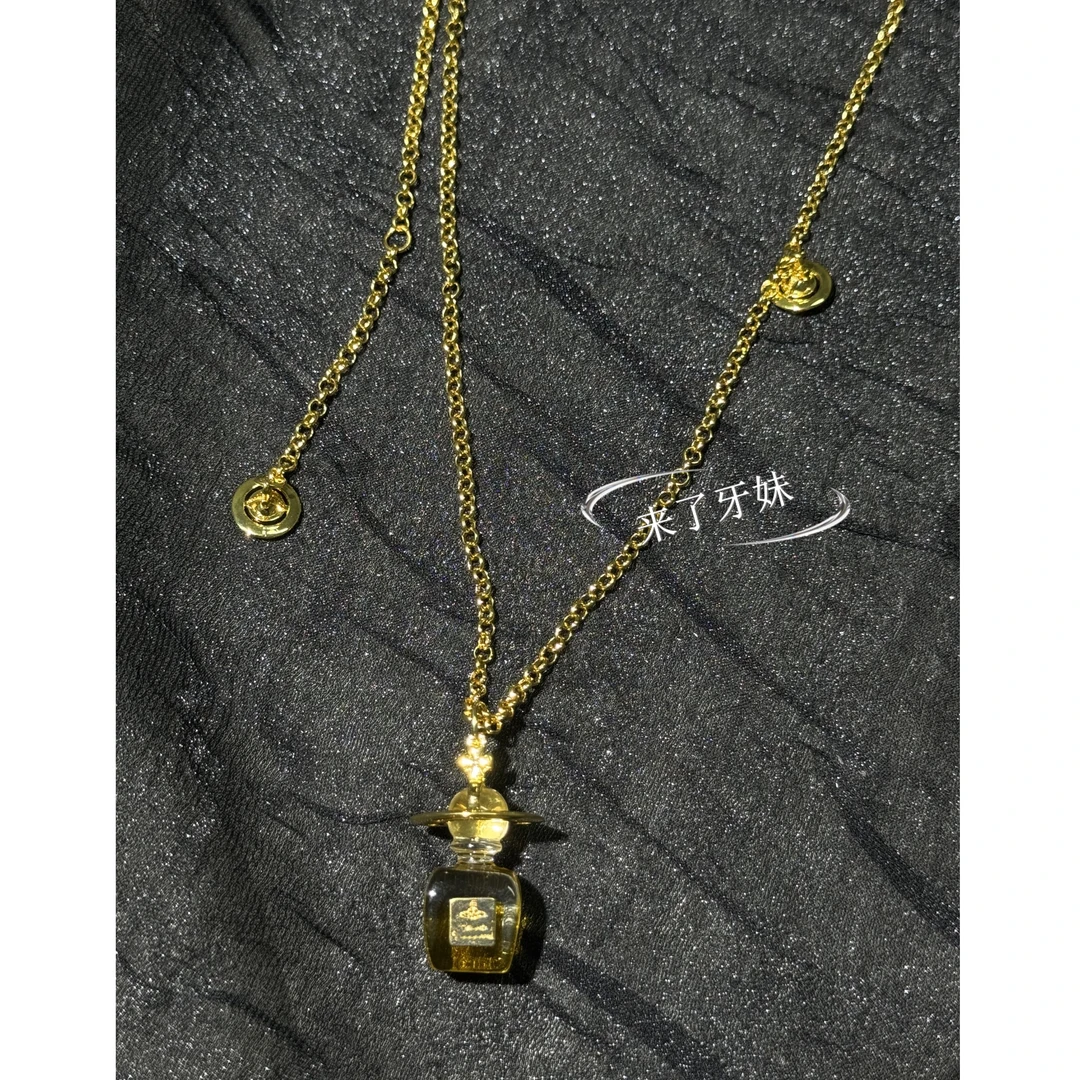 合金项链 YM小西香水项链气质白色时尚百搭复古法式个性小众坠链
