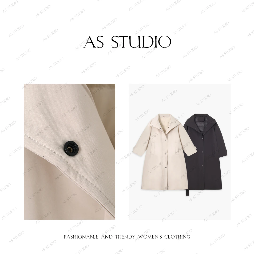 【AS长夜】25新款立领时尚收腰纯色收腰羽绒服AS24DWT1061