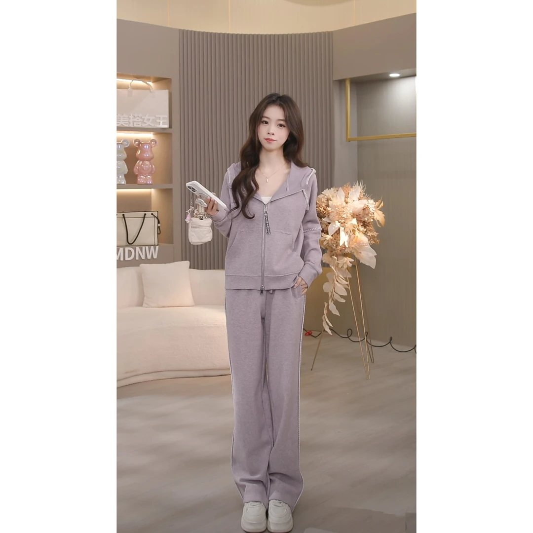 【MDNW】2025设计师新款休闲连帽卫衣+休闲裤套装TZ1916