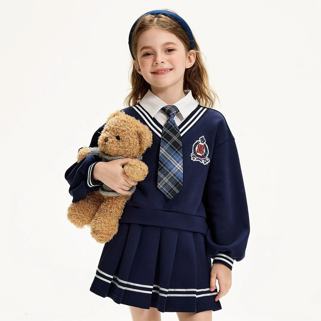 女童学院风假两件套装春秋款2025新款洋气儿童女孩裙子秋装两件套