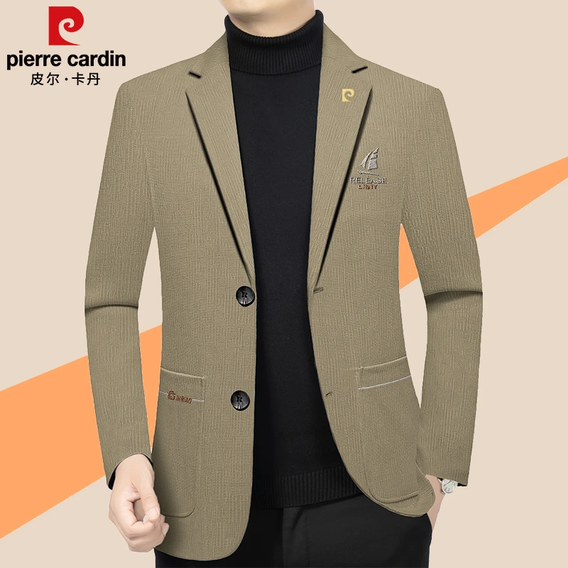 皮尔卡丹男士休闲西装秋季高档时尚修身商务秋冬西服潮流男装外套