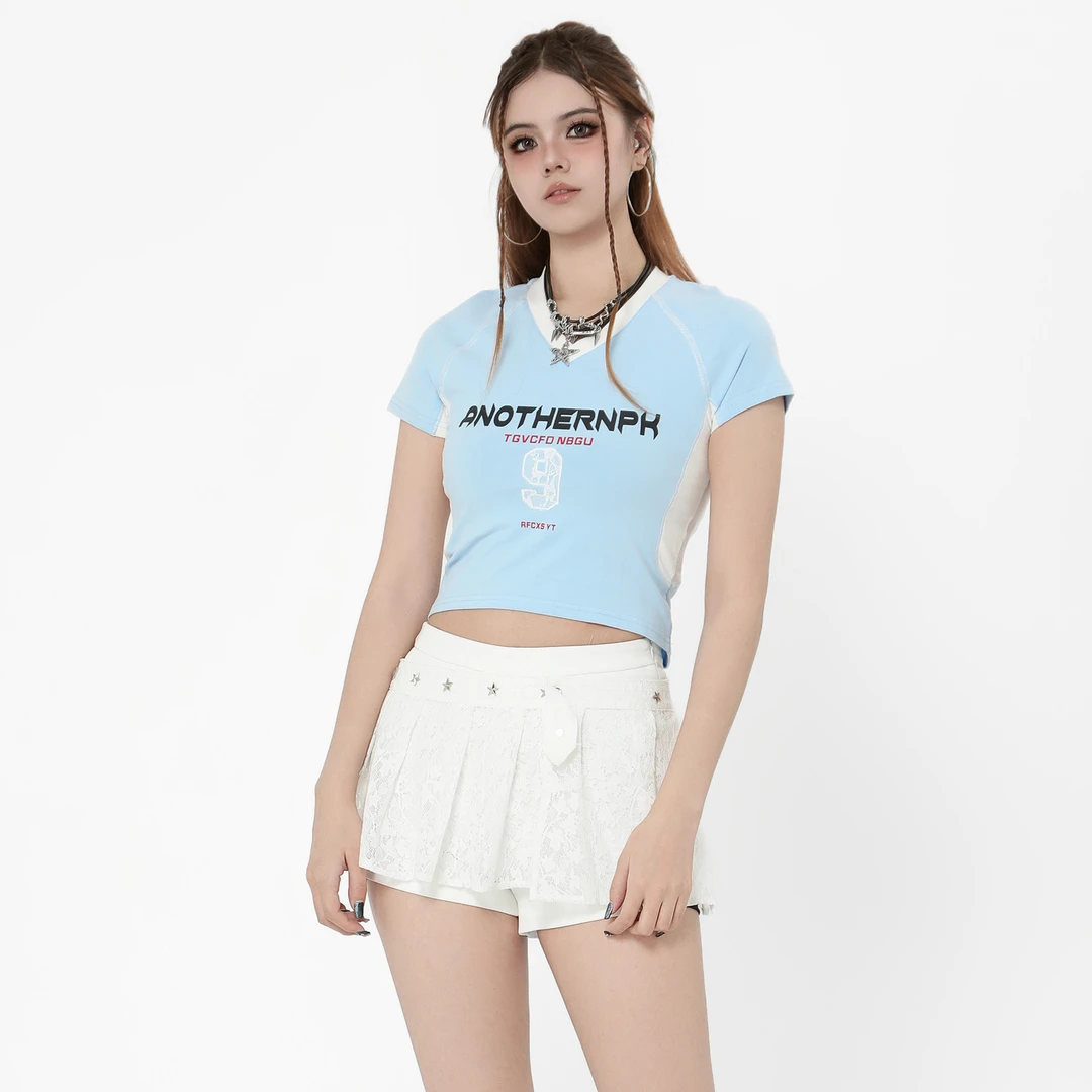 ANPK美式复古插肩袖T恤A5F02A0011