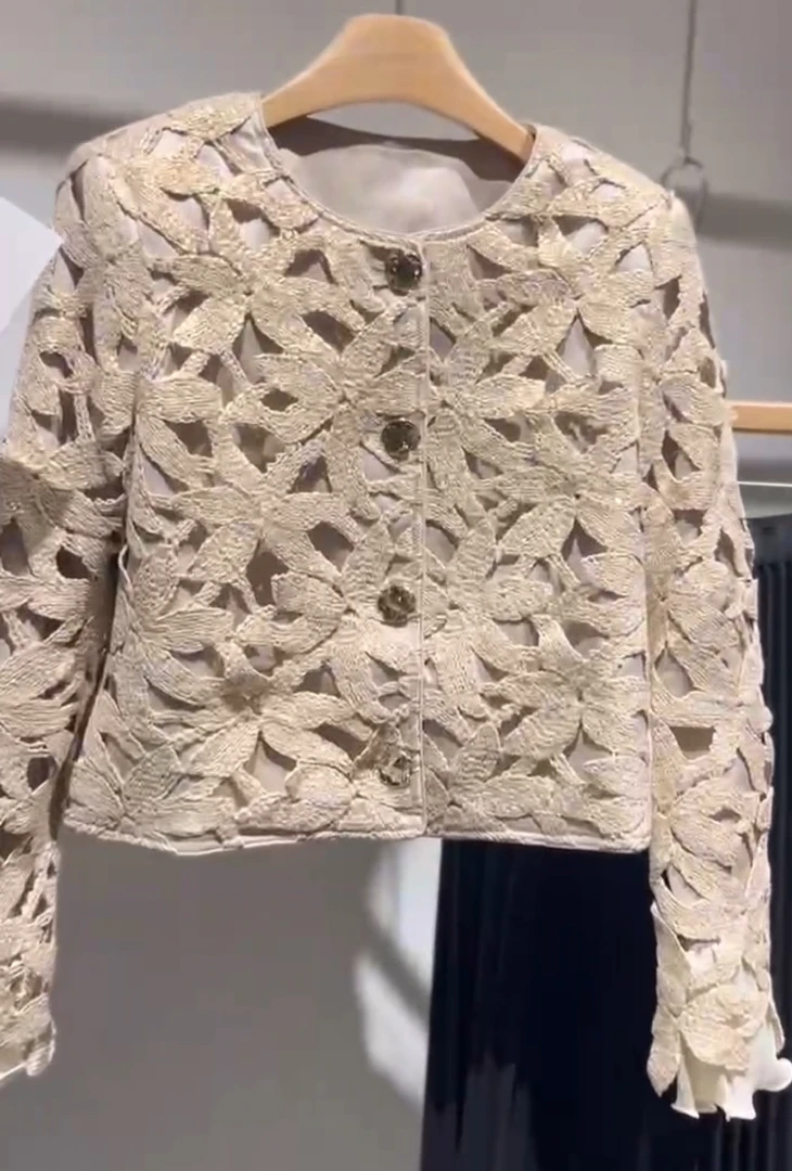 镂空烫金纱袖外套