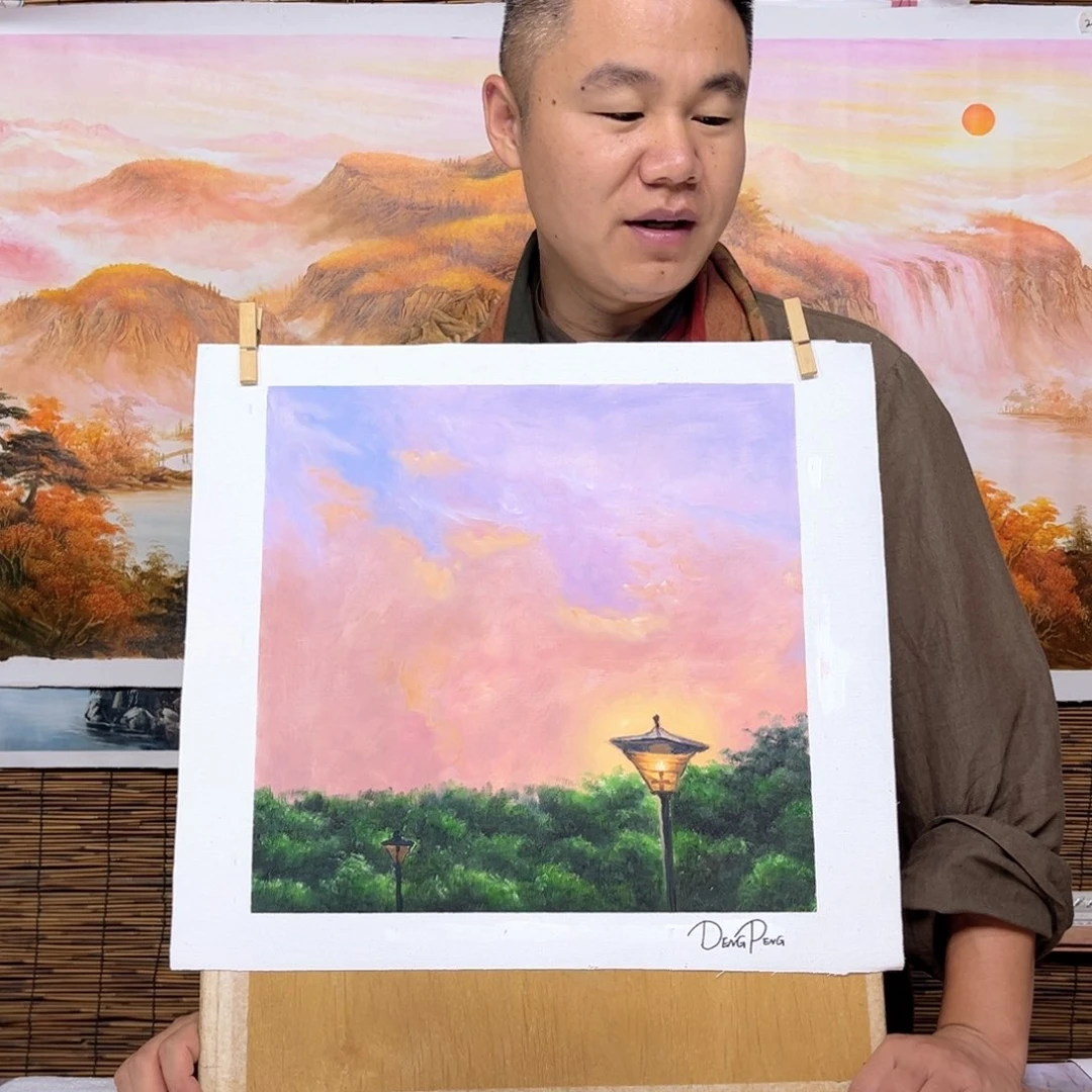油画行路人小院绘画作品竞拍
