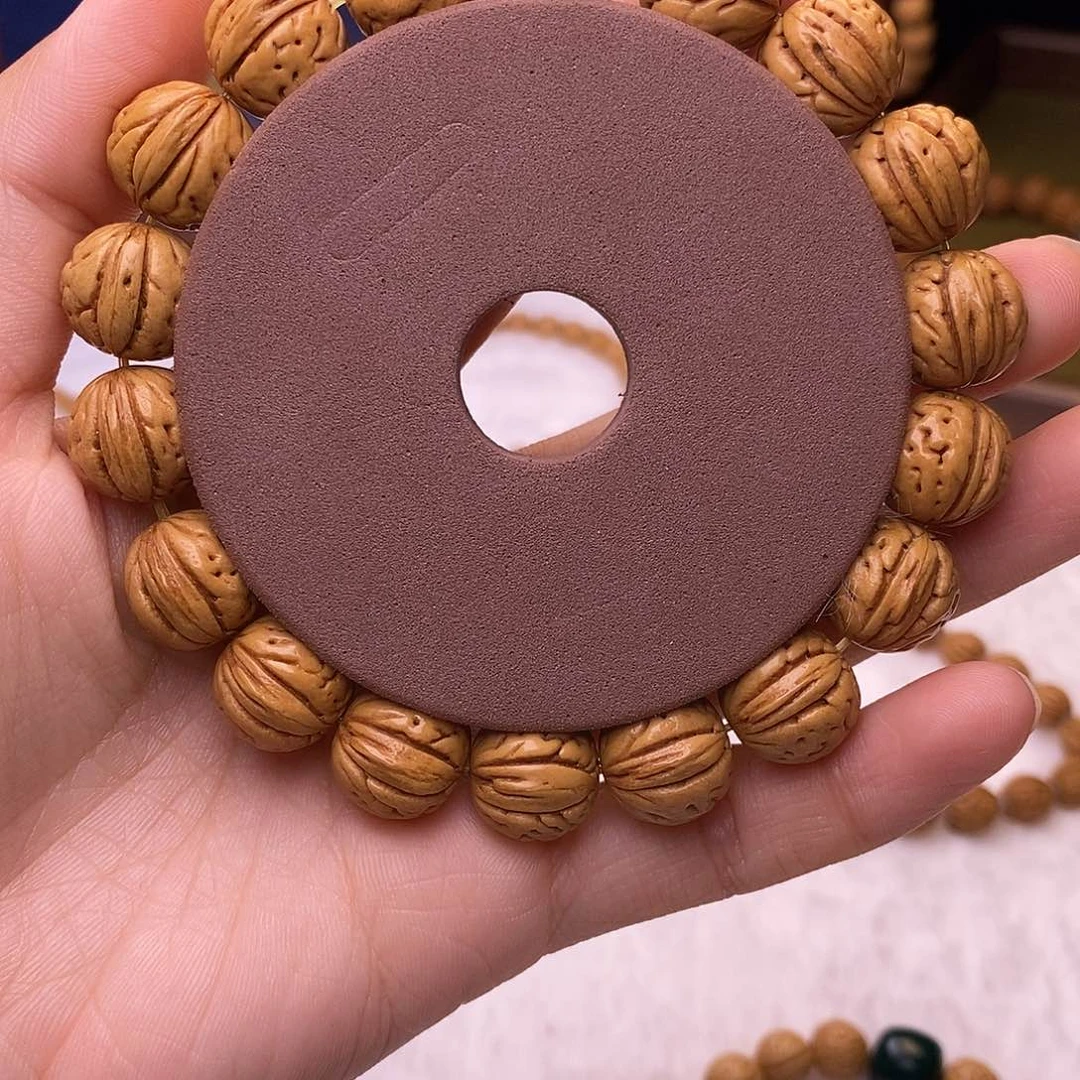 桃核手串14《红皮磨丸》野生桃核手串