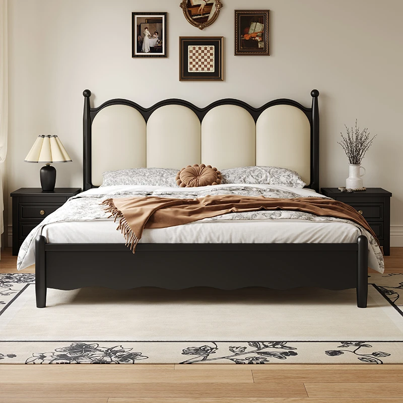 法式中古风复古软包床头实木床主卧室简约双人床家用大床