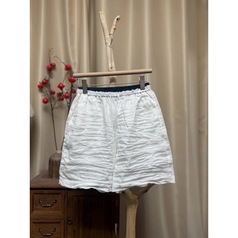 252亚麻腰头拼接百搭短裤（裤长45-48臀围110）