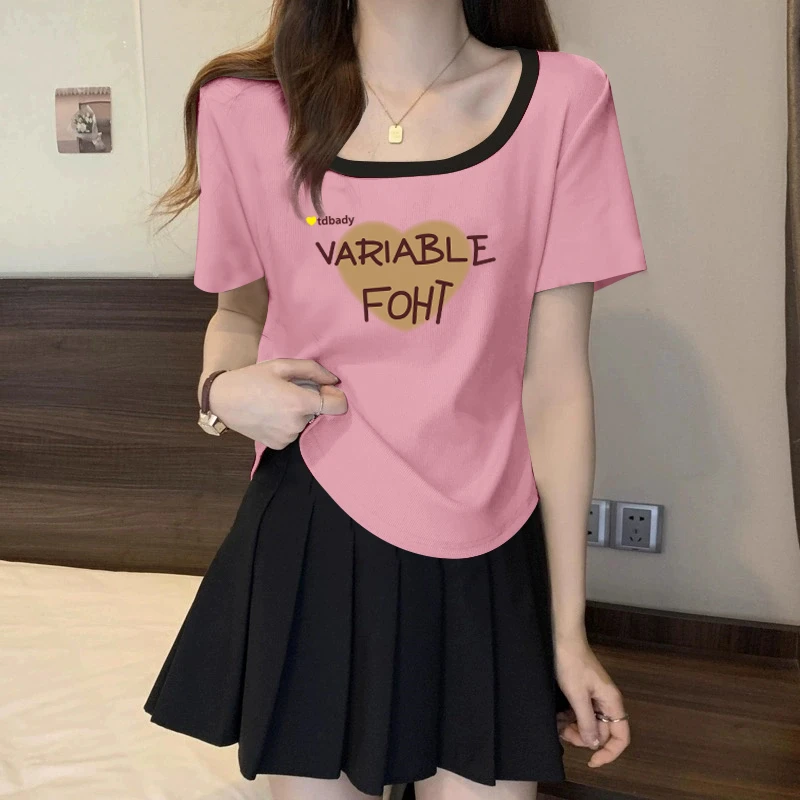 大码胖MM夏季新款设计简约洋气常规短袖T恤修身百搭宽松显瘦上衣