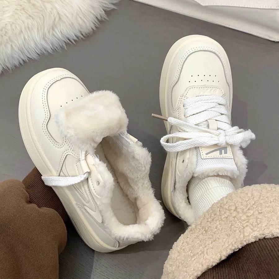回力女鞋加绒厚底小白鞋2025新款冬季防寒保暖二棉鞋百搭防水板鞋