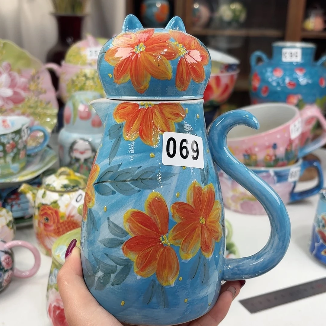 瓷片景德镇手绘高温釉下彩陶瓷茶具