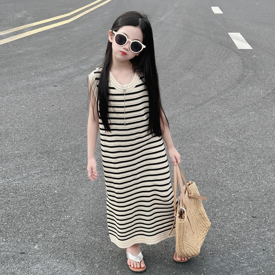 女童连衣裙夏2025新款女大童韩系裙子洋气背心裙夏季高级感包臀裙