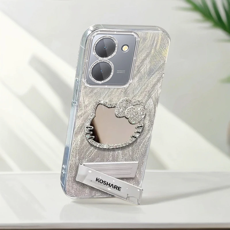 自带镜头膜VIVOY78手机壳V2278A软壳y78m镶钻kt猫镜子羽纱保护套