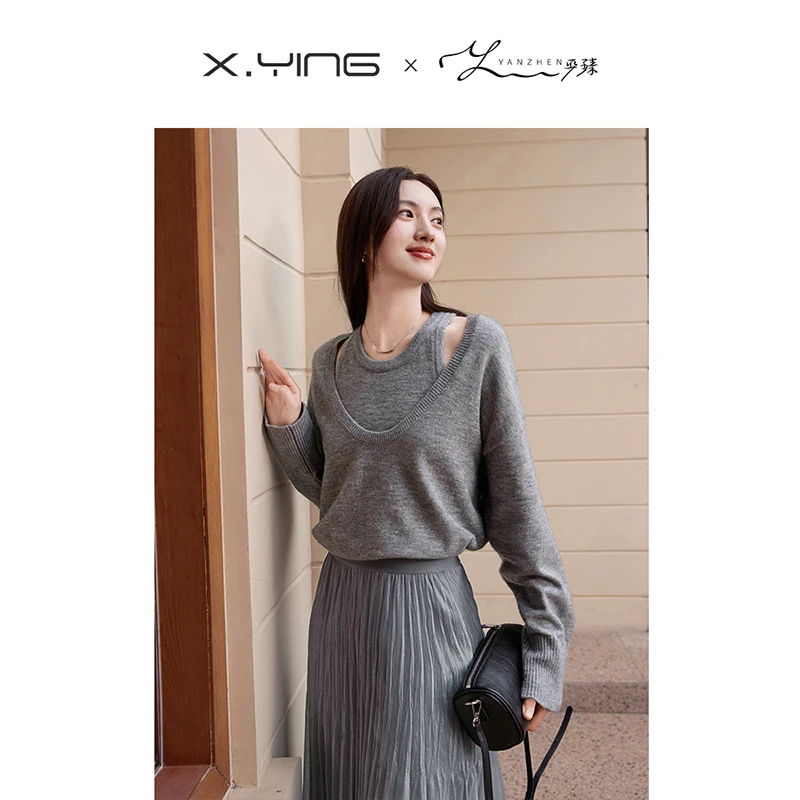 N743054毛针织衫香影针织衫春新款背心慵懒