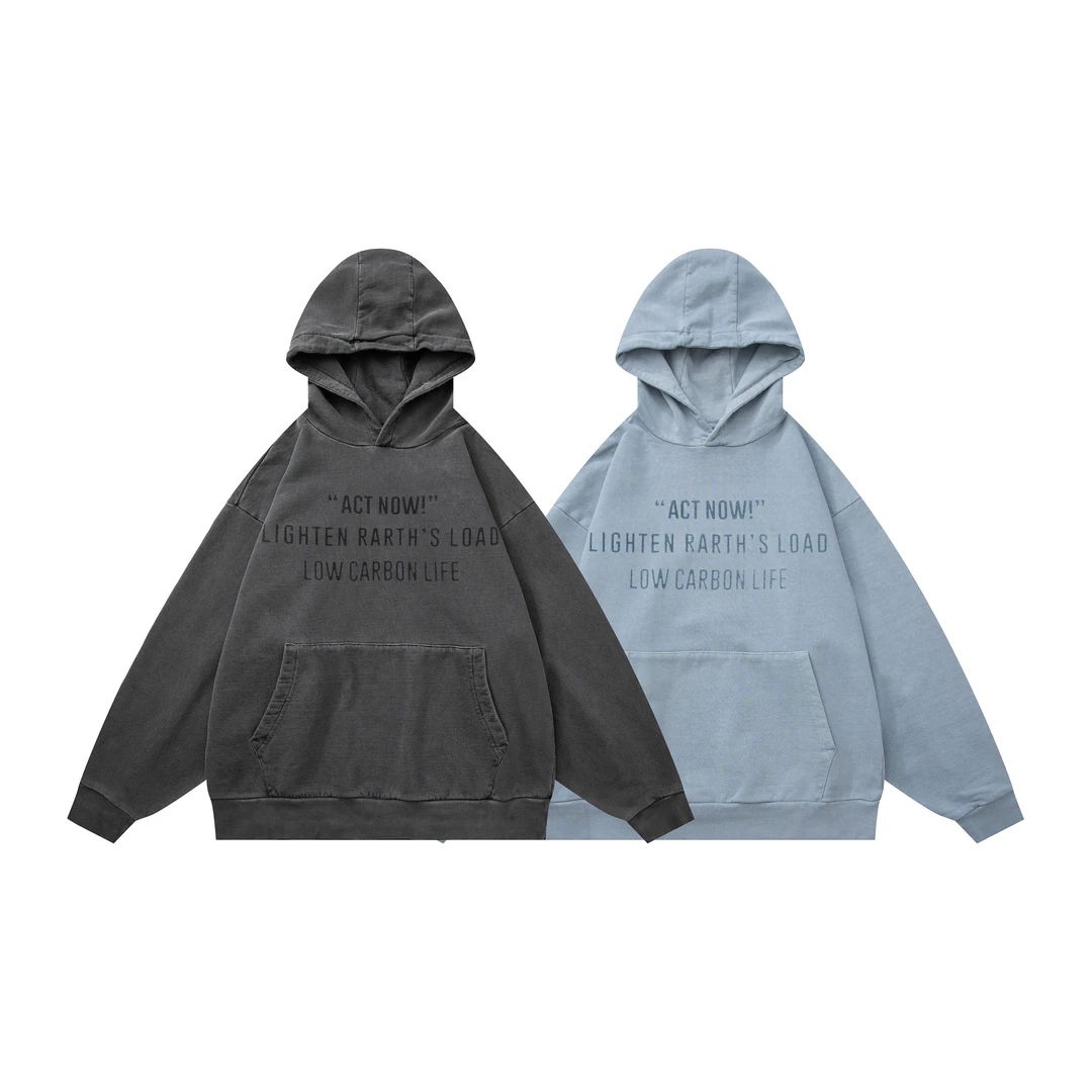 justkingdom做旧学生常规款字母ins印花连帽情侣水洗秋季卫衣