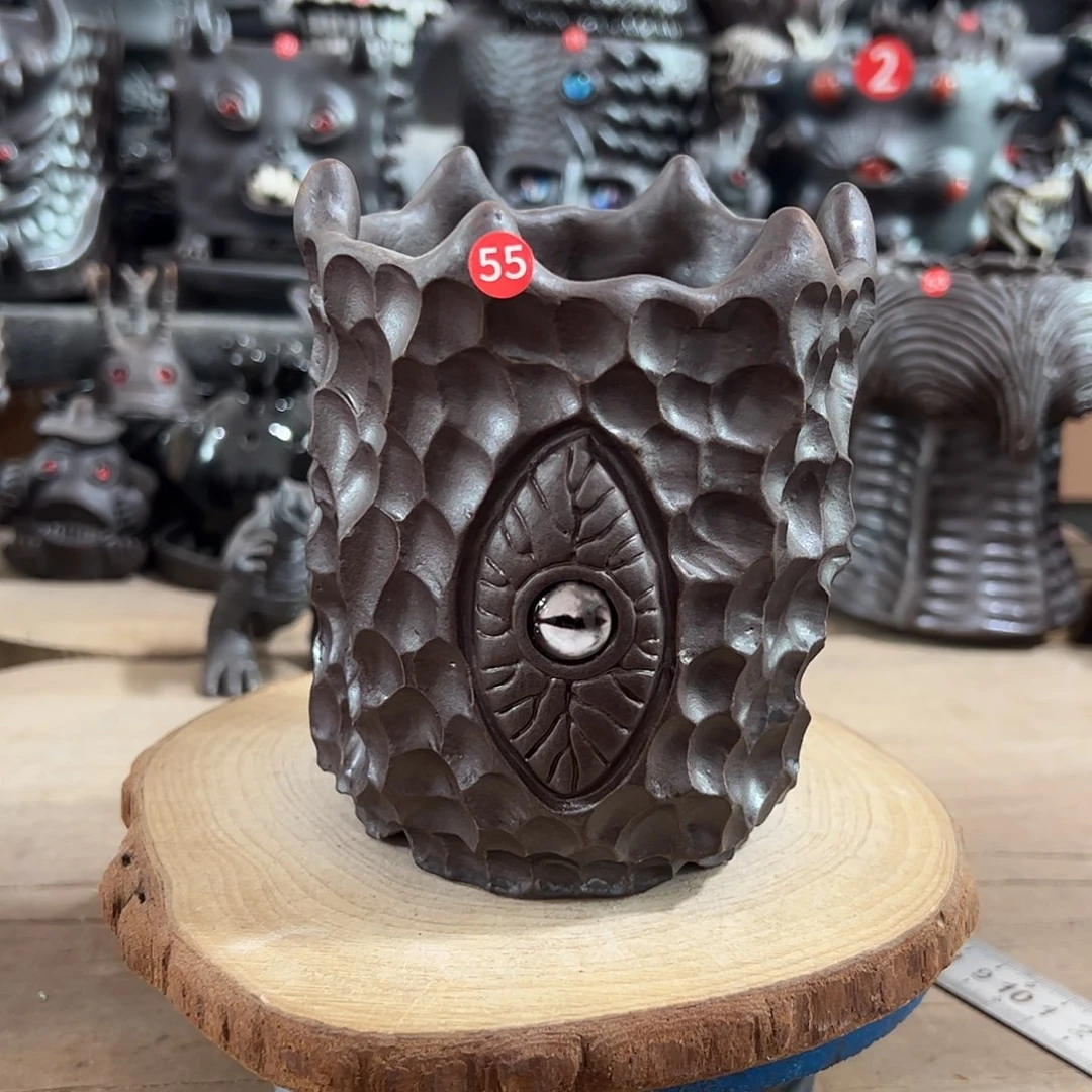 55号，手捏手刻，内口9.5外高12.5