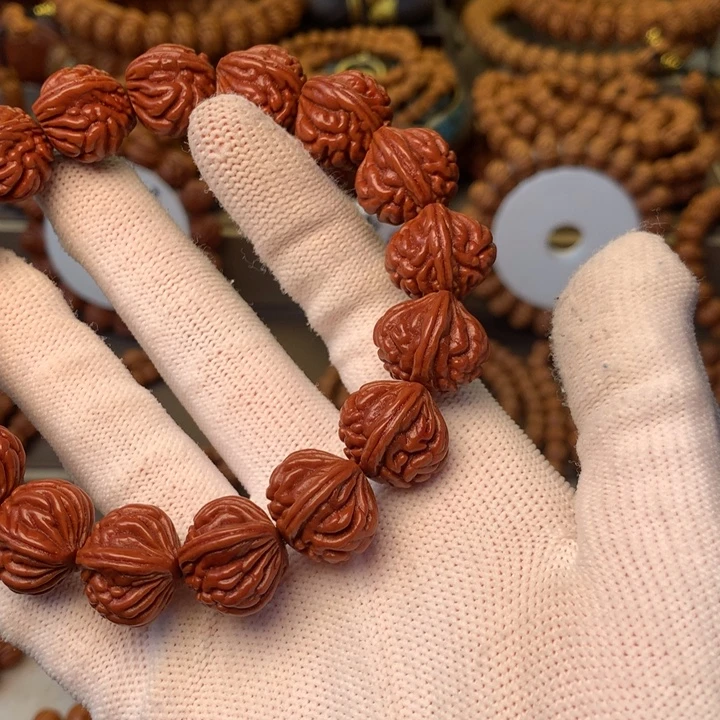 万***心桃核手串秦岭龙纹