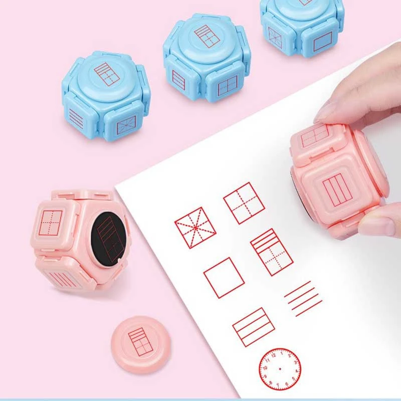 小学生田字格印章七面多功能教学印章拼音时钟教师改错订正神器