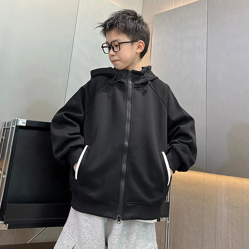 【实体品质】男童连帽外套春秋款大童2025新款男孩秋季针织上衣洋气