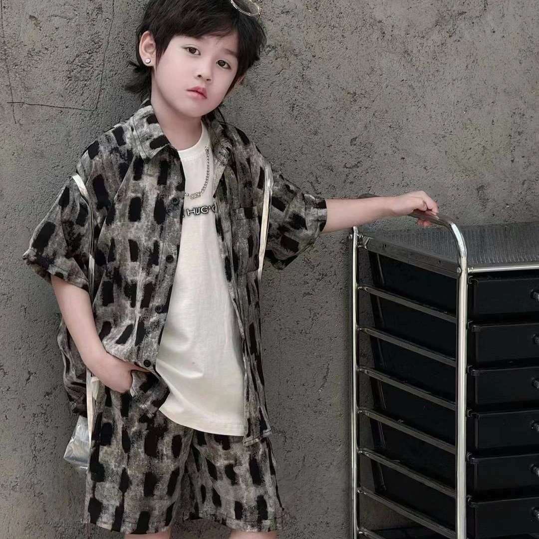 【CBaby设计师】男童夏装2025新款雪纺短袖套装儿童男大童韩版