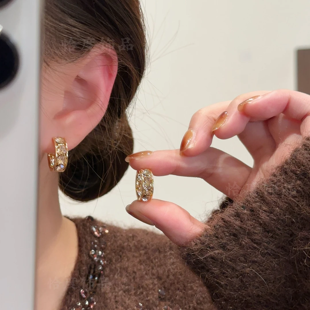 【恰度】精致亮闪锆石耳扣轻奢百搭