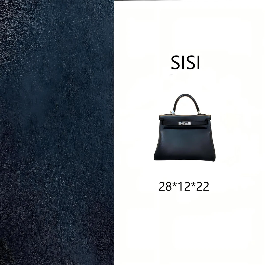 【尺寸：28*12*22】SISI原创设计高定真皮女包 1262凯莉28-黑拼瑕粉