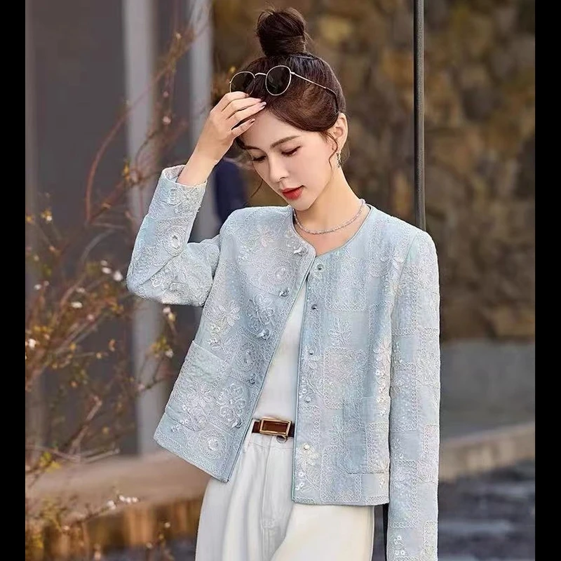 新中式刺绣国风外套女2025年春季新款小香风超好看小个子短款上衣