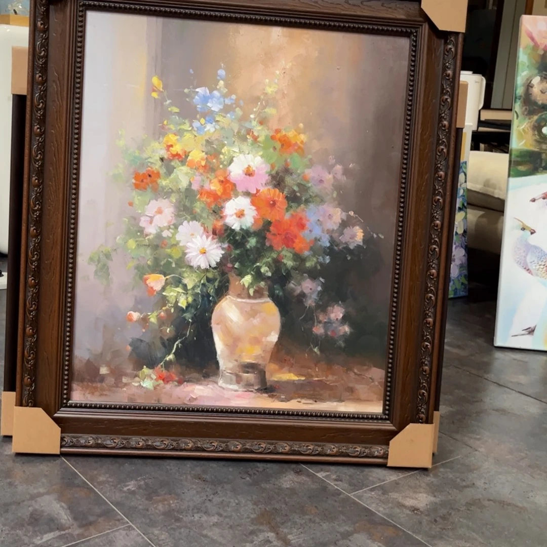 爱***猫油画花瓶纯手绘油画带框63×73