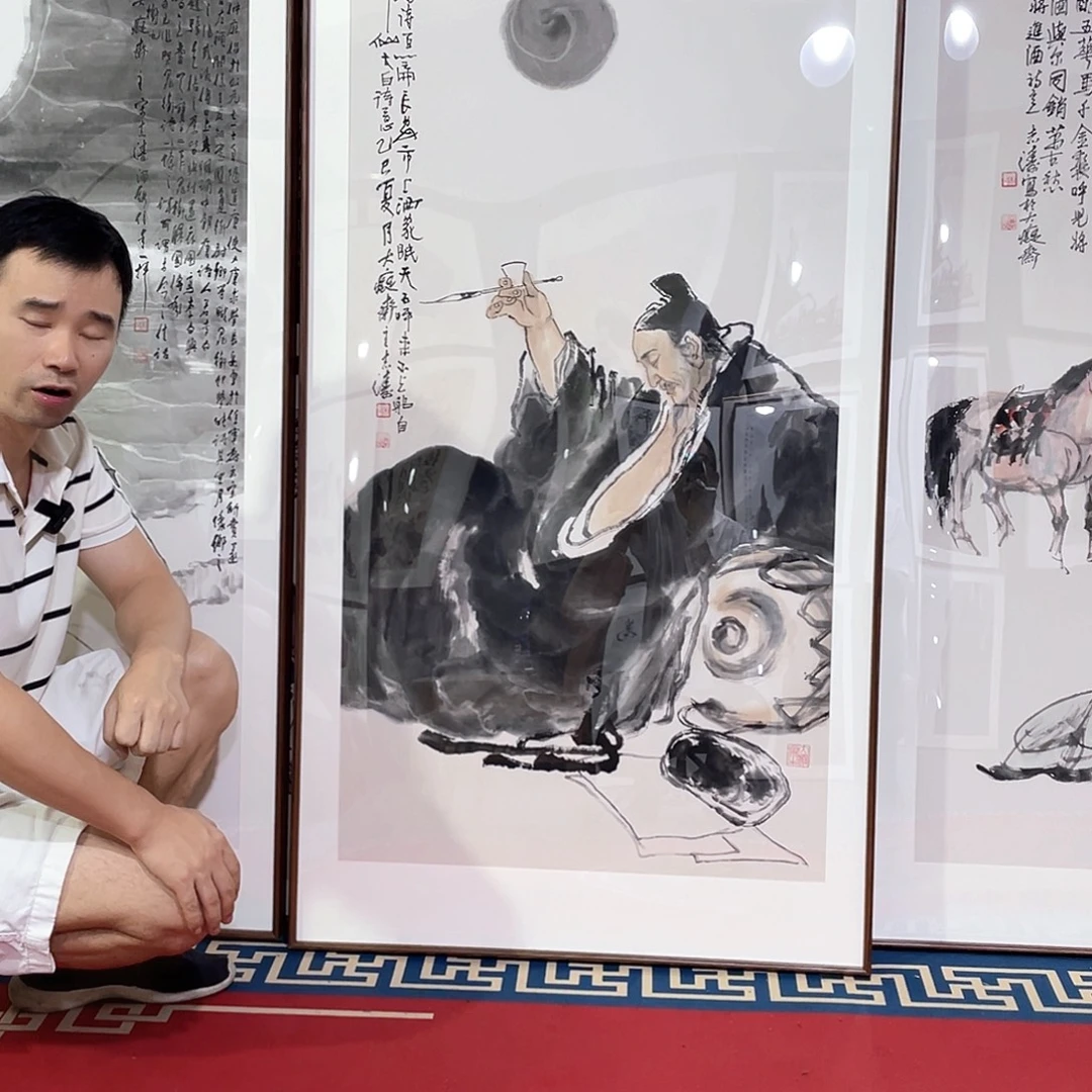 国画手绘画作品带框80/160