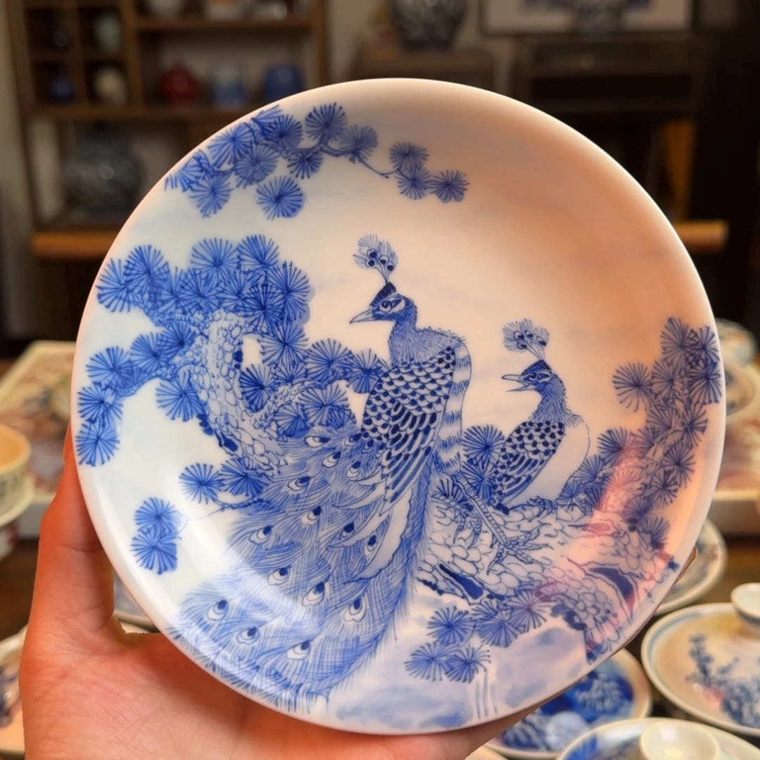 杯重工柴窑孔雀壶乘纯手绘