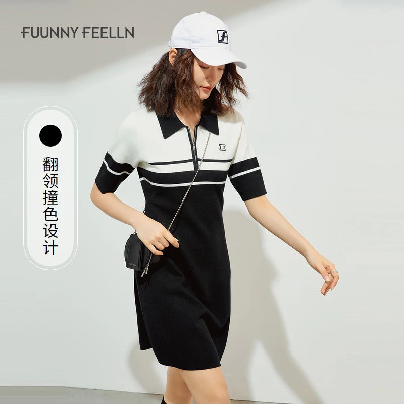 【达人专属】FF||仿佛连衣裙女休闲撞色时尚设计感polo裙FF01575