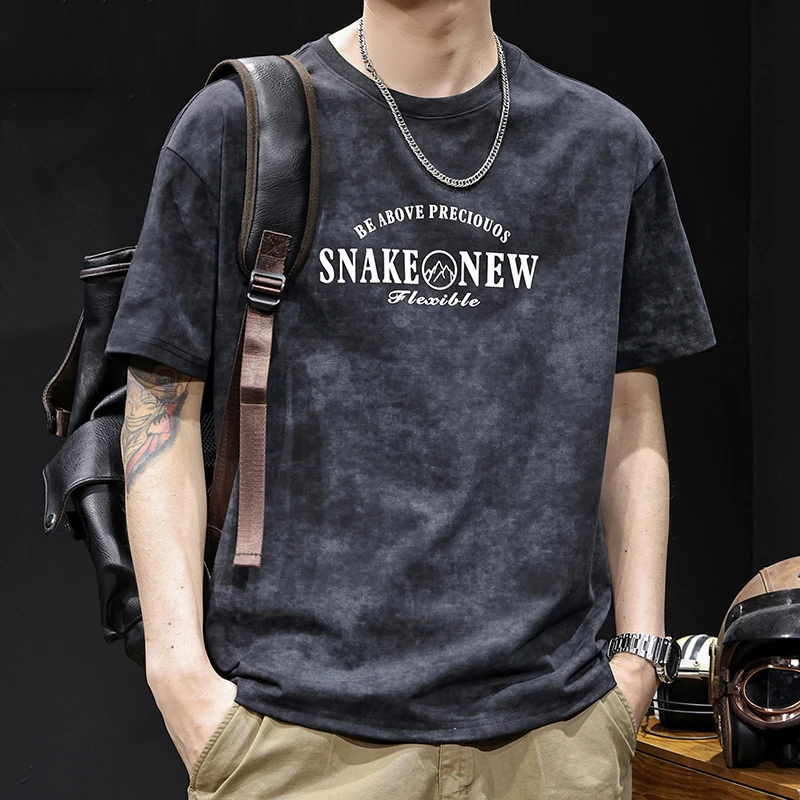 MR.MUDI/穆迪先生260G重磅复古短袖t恤男士宽松大码夏季新款美式