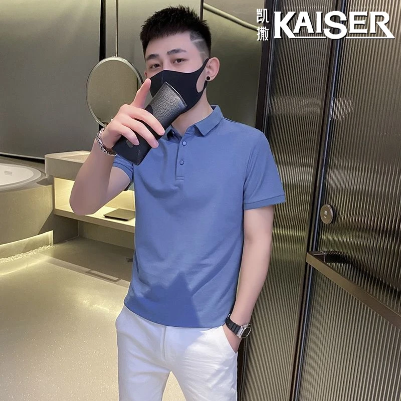凯撒男士白色修身POLO衫夏季新款爆款短袖t恤polo男款半袖男上衣