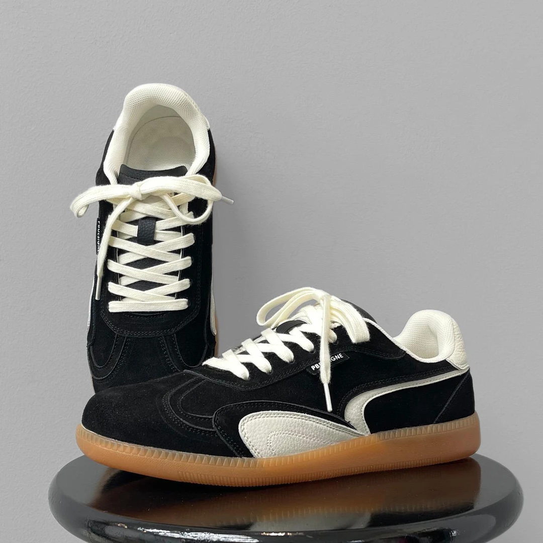 德训鞋男鞋夏季新款复古拼接反绒皮软底休闲鞋子男女同款运动板鞋